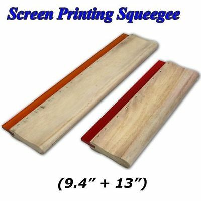 2 Pcs Screen Printing Squeegee 13" & 9.4"  Ink Scraper Wood Press Tool 75 Duro